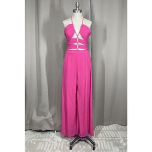 Hot Pink Jumpsuit Size Small Clubwear Vacation Lace Up Sexy